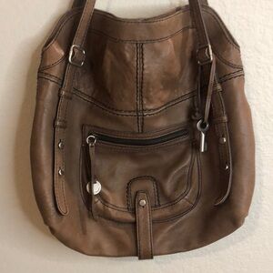 FiftyFour by Fossil Large Brown Leather Shoulder Bag. Excellent Condition! 16X16
